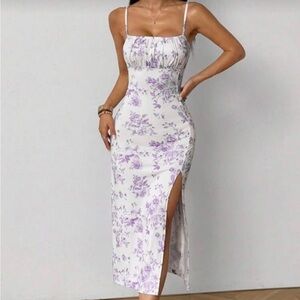 Floral Purple Midi Dress